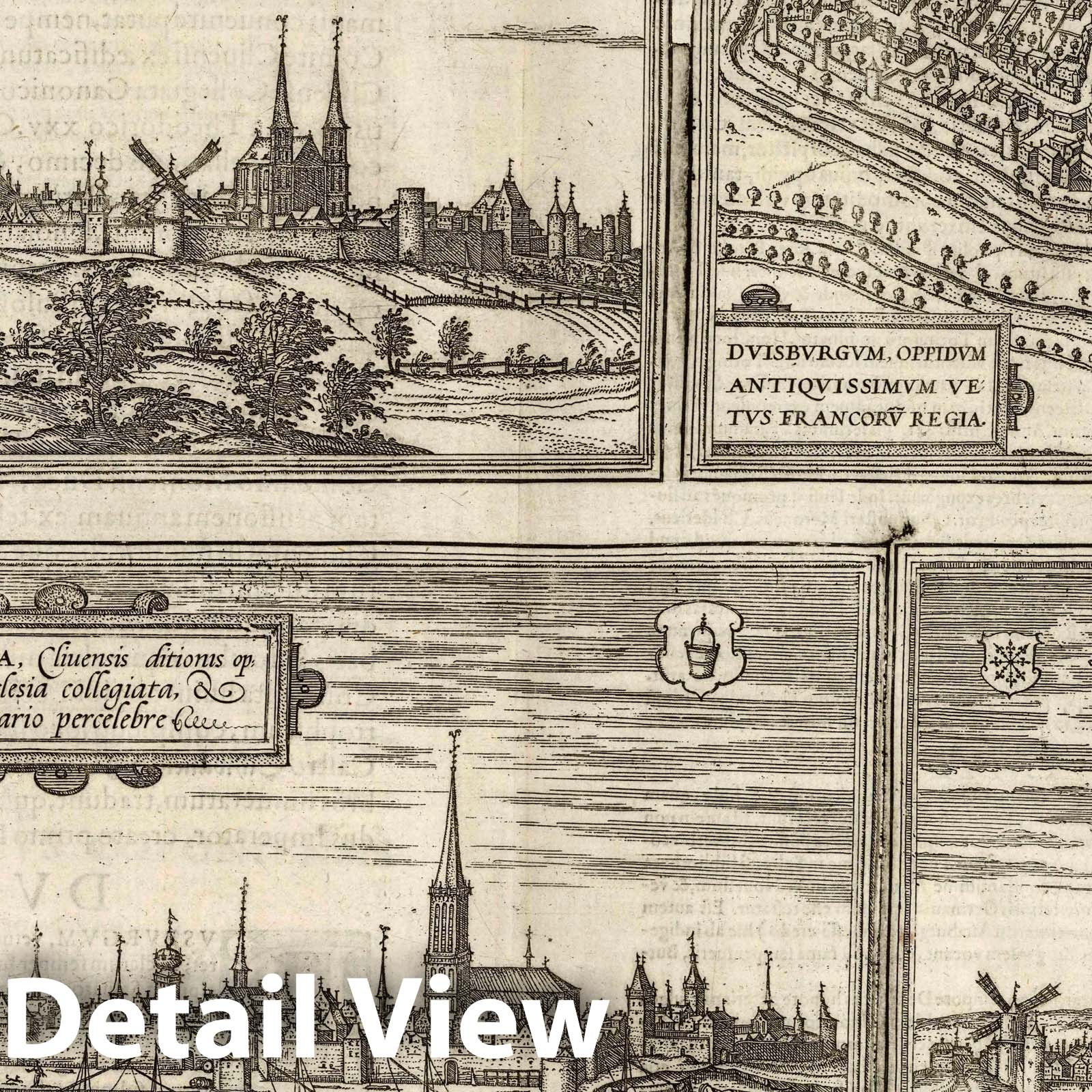 Kleve, Duisburg, Emmerich and Gennep - River Map, 1575 - Historical Map Reproduction