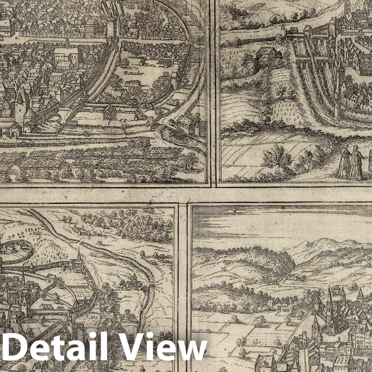 Wissembourg, Rouffach, Colmar, Baden - River Map, 1575 - Civitates Orbis Terrarum