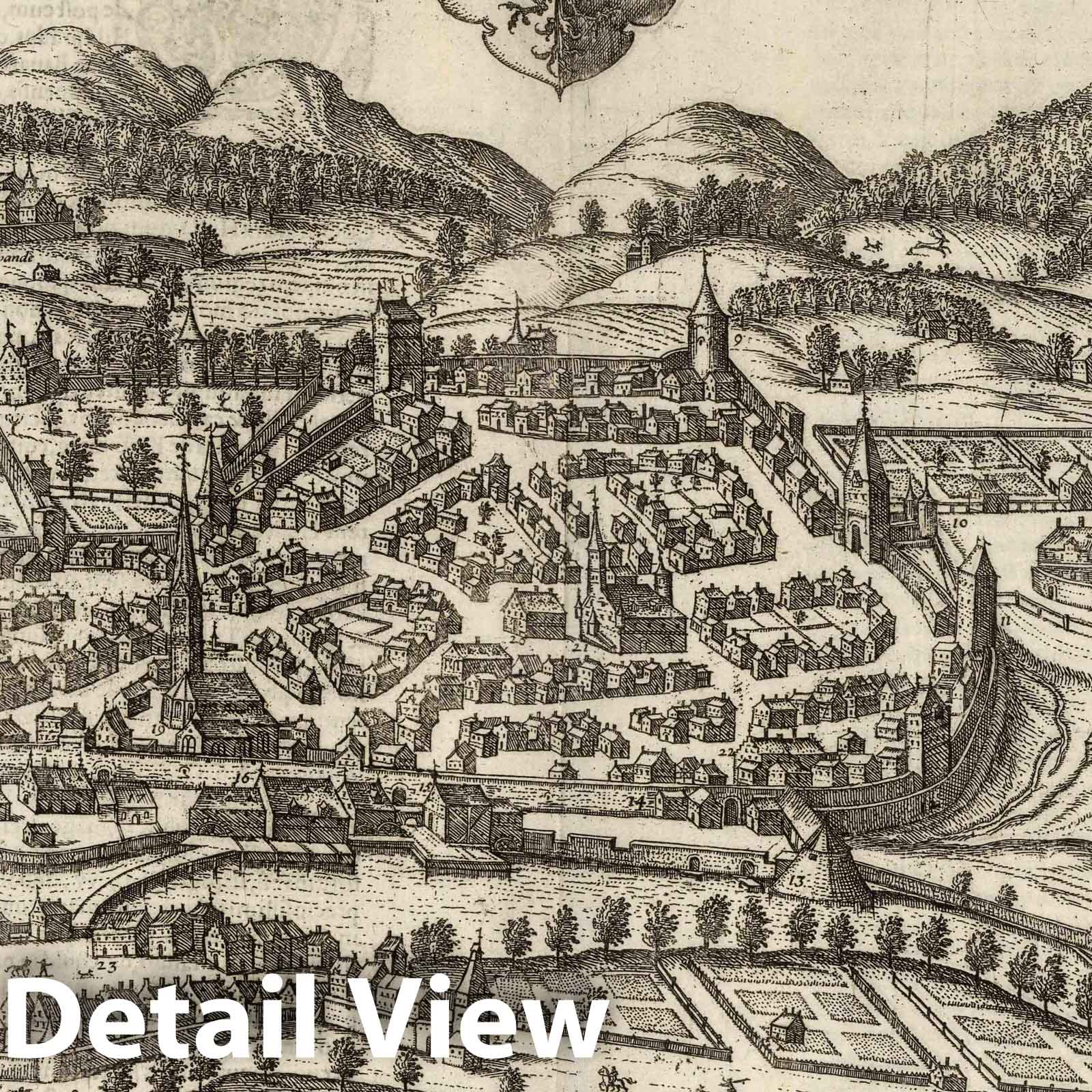 Kempten, Germany - River Map, 1623 - Historical Map Print