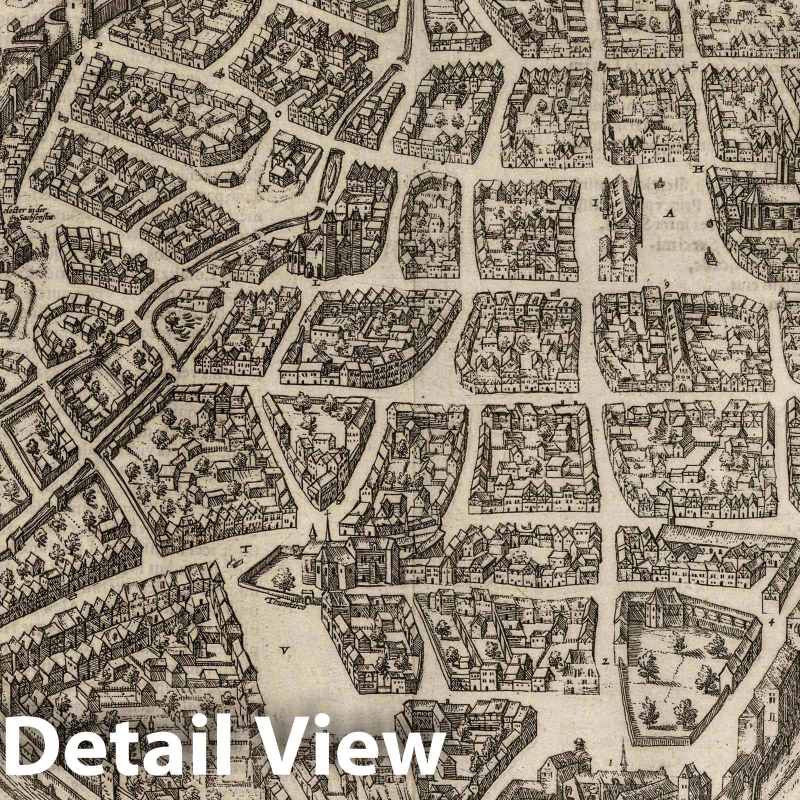 Freiberg, Germany - City Plan, 1575 - Historical Map Print