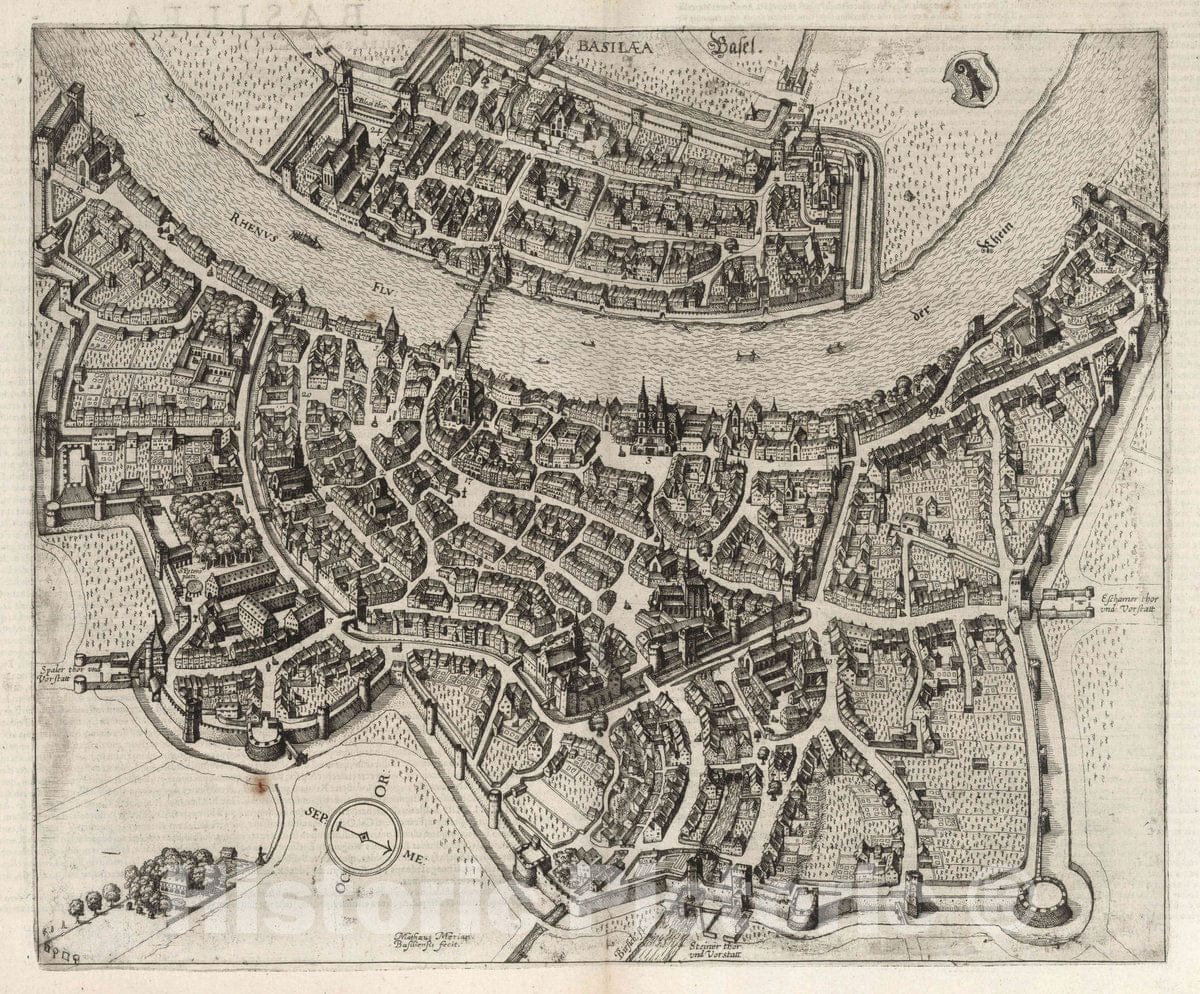 Historic Map : Basel (Switzerland), VOI II (40) Basilaea (Basel), 1645 Atlas , Vintage Wall Art