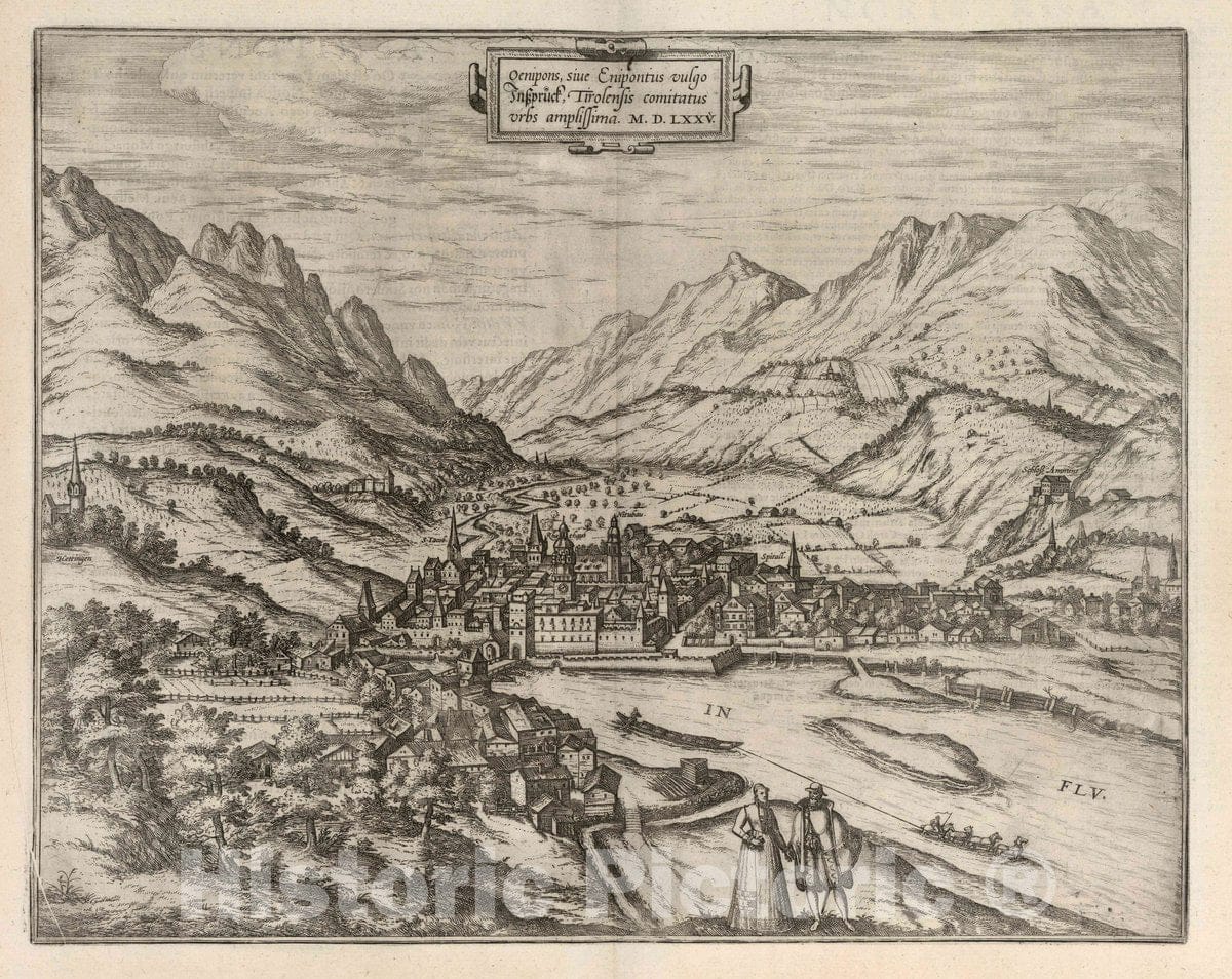 Historic Map : Innsbruck (Austria), Vol II (42) Inspruck (Innsbruck), 1575 Atlas , Vintage Wall Art