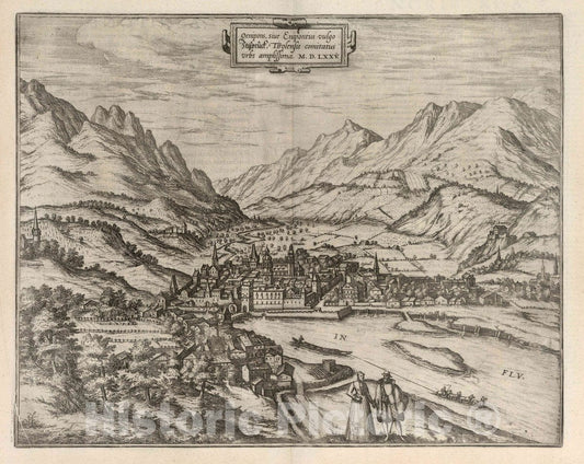Historic Map : Innsbruck (Austria), Vol II (42) Inspruck (Innsbruck), 1575 Atlas , Vintage Wall Art