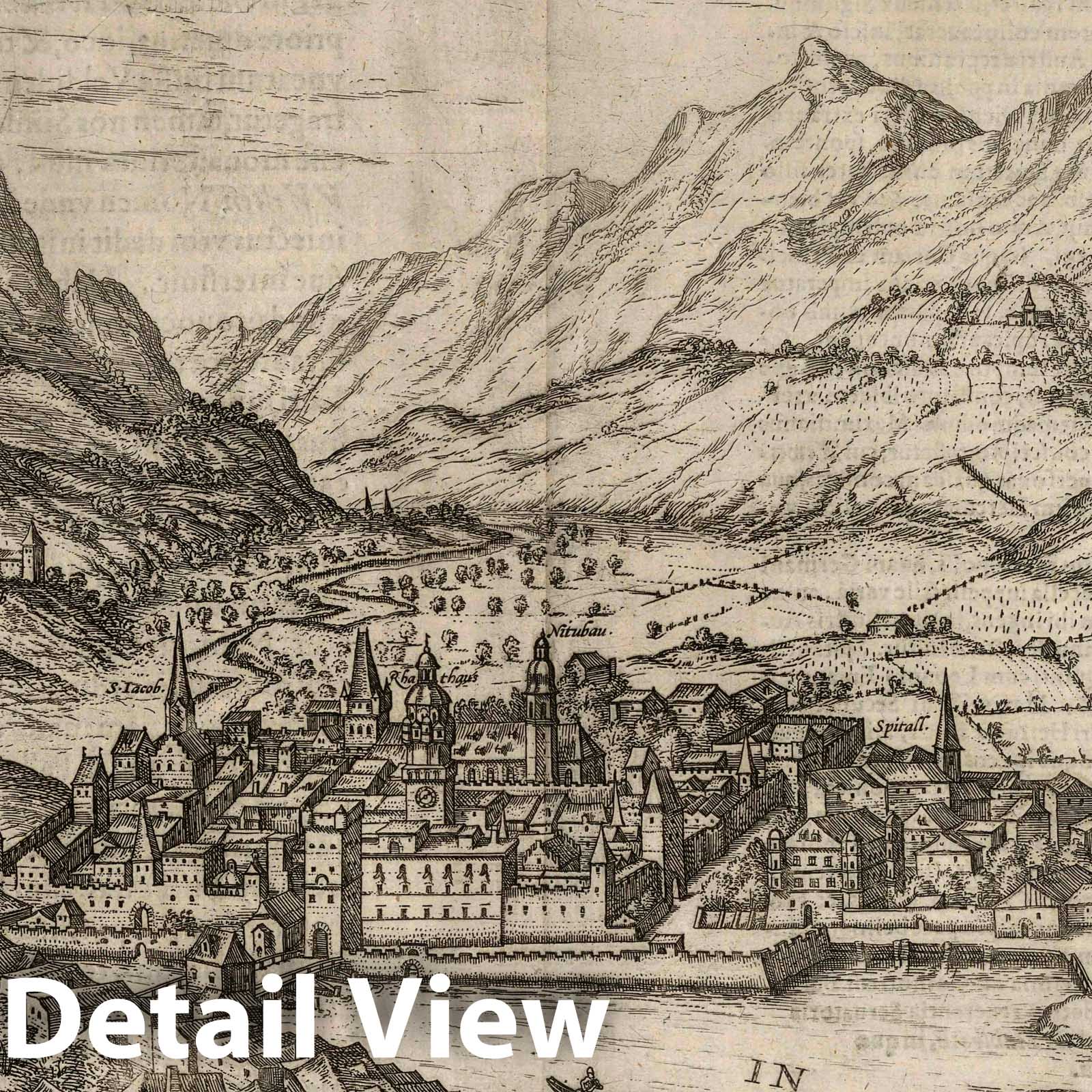 Innsbruck, Austria - River Map, 1575 - Historical Map Print