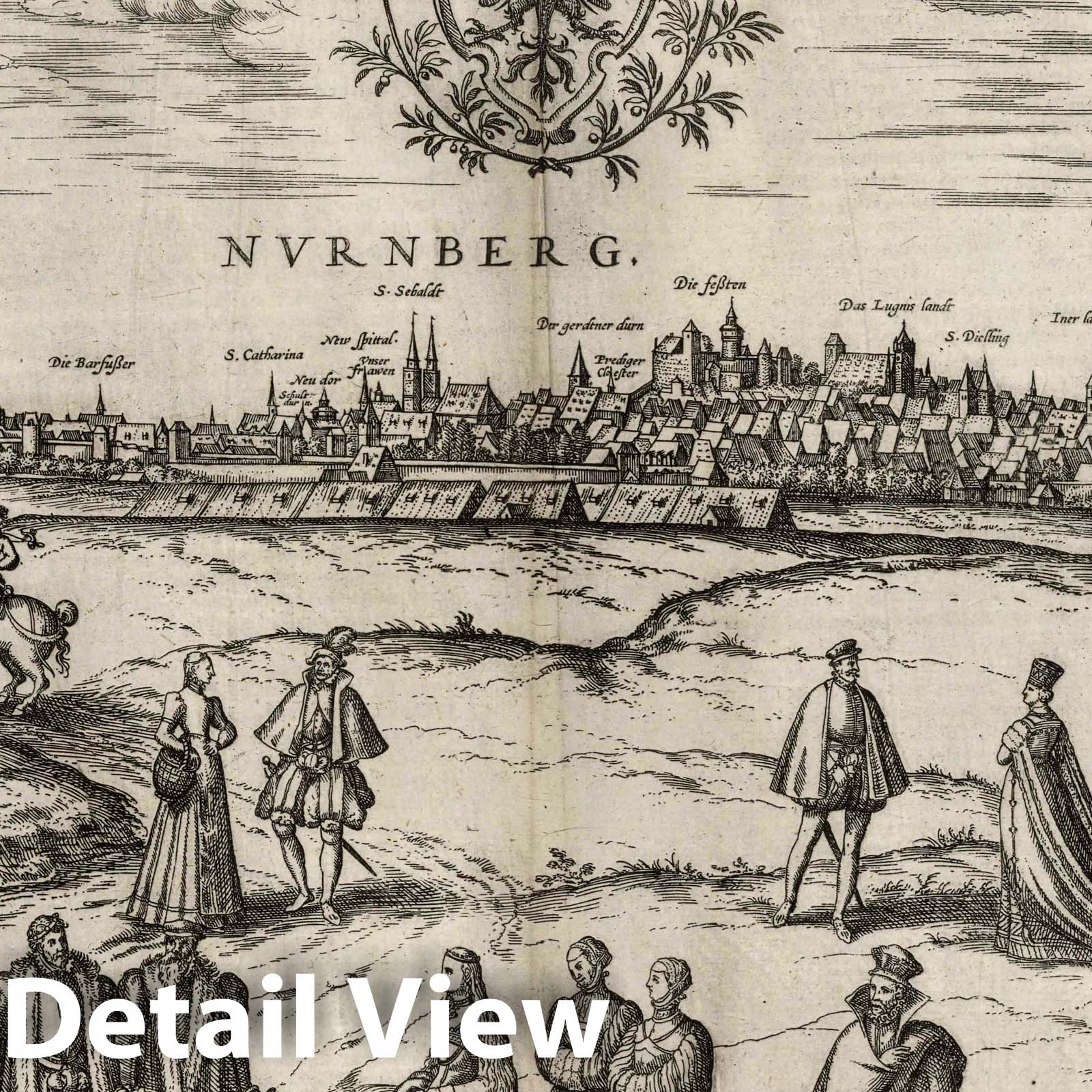 Nuremberg, Germany - River Map, 1575 - Historical Map Reproduction