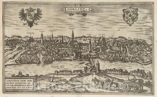 Historic Map : 1575 Civitates Orbis Terrarum. VOI II (45) Gorlitz. - Vintage Wall Art