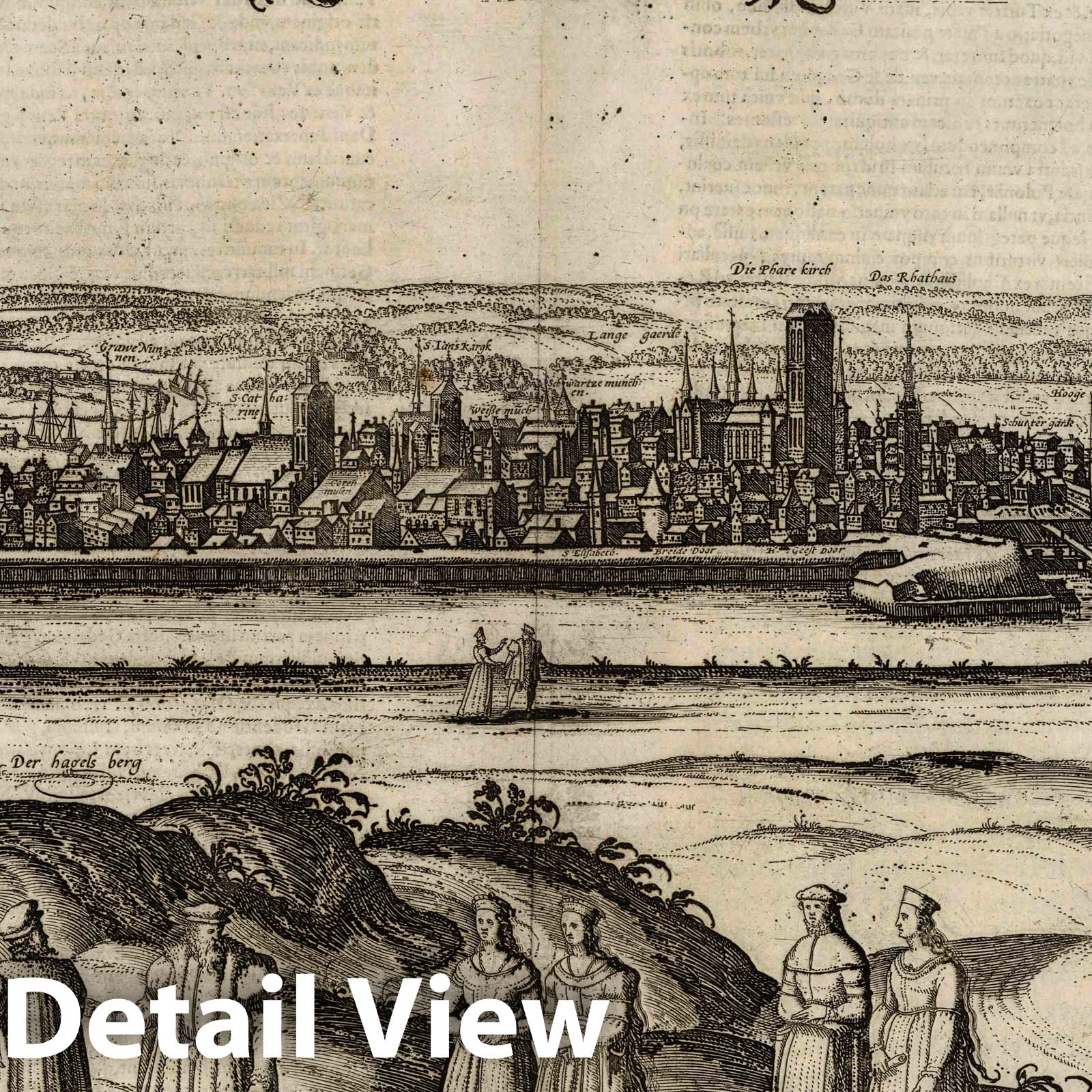 Danzig (Gdansk), Poland - River Map, 1575 - Historical Map Print