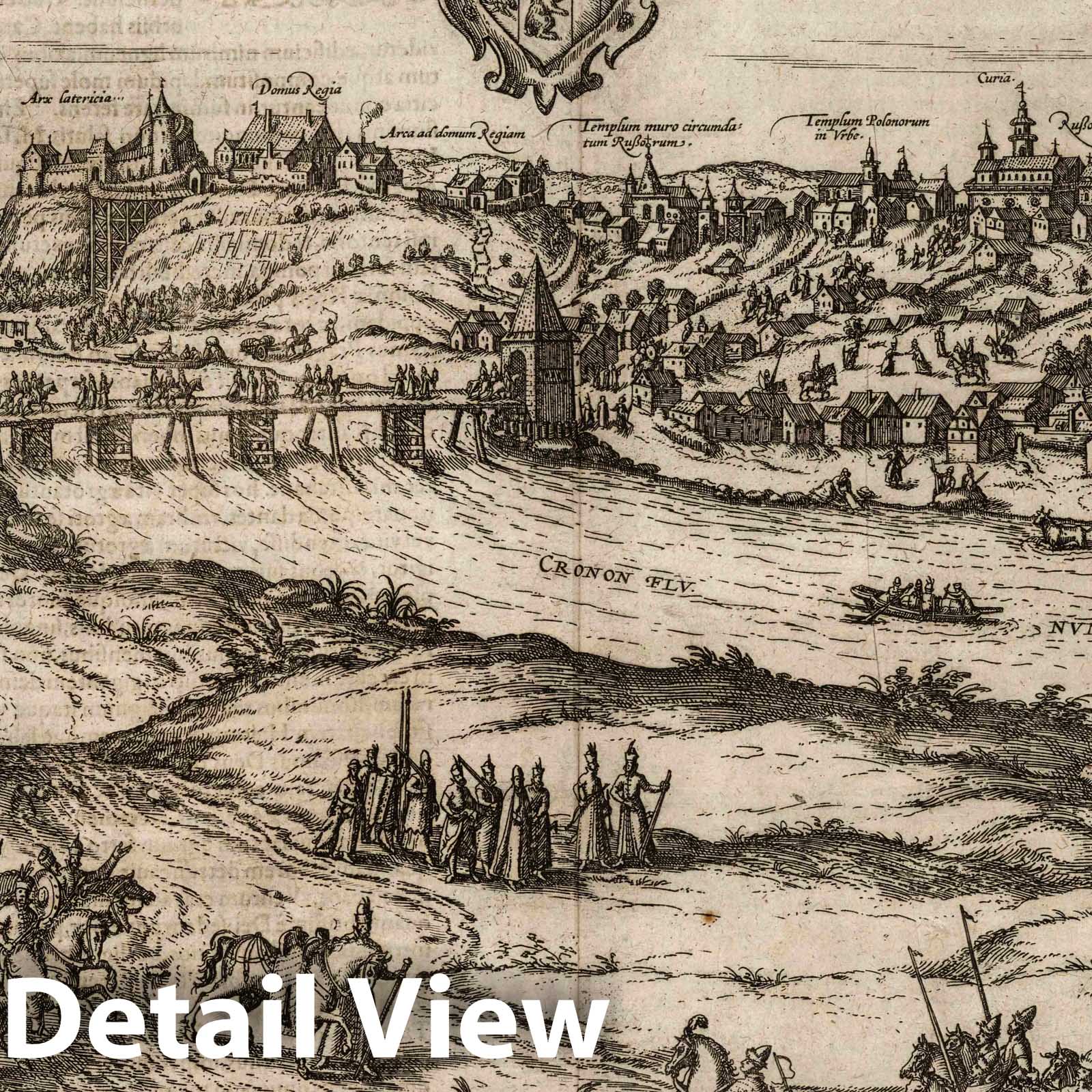 Grodno, Belarus - River Map, 1575 - Historical Map Print