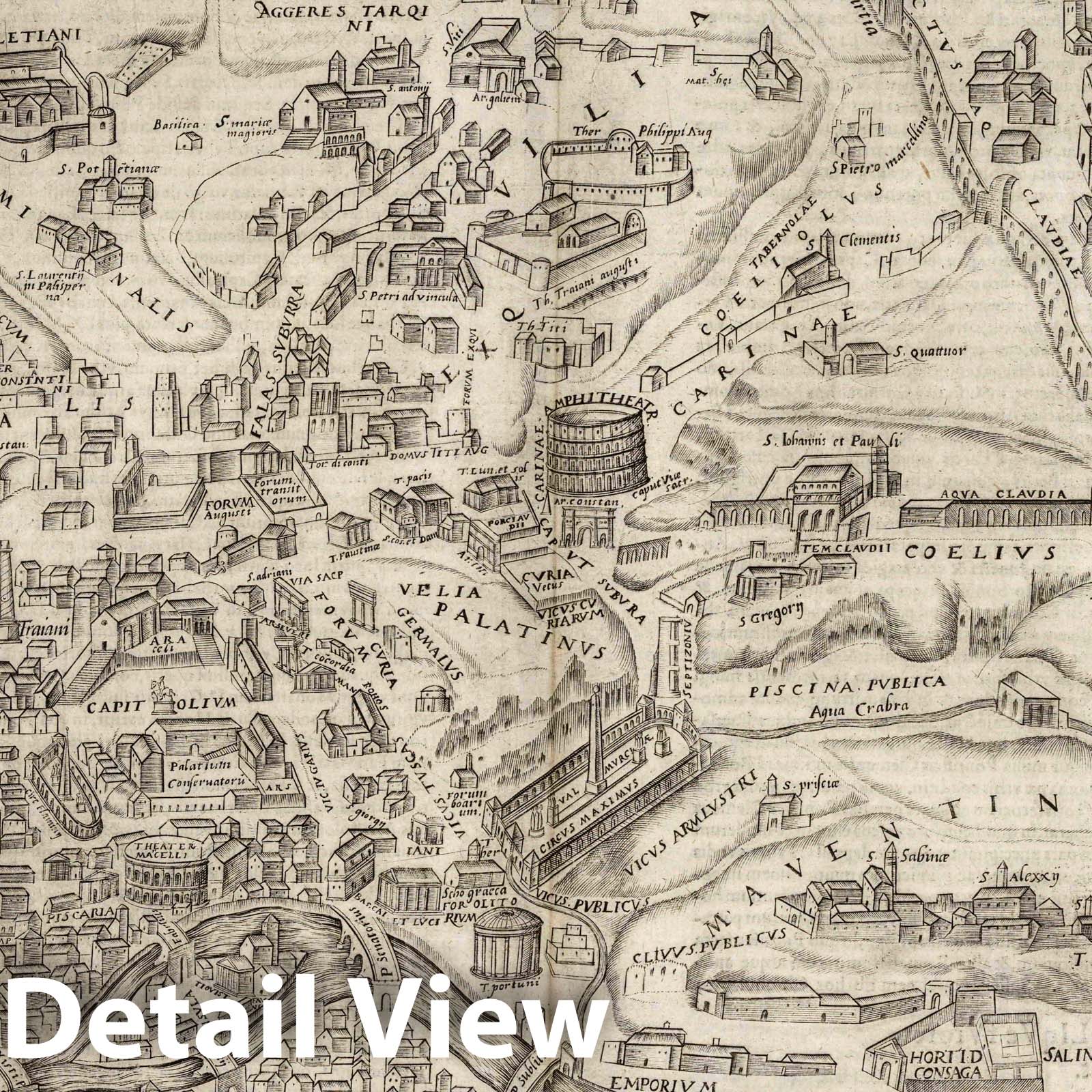 Rome, Italy - River Map, 1575 - Historical Map Reproduction