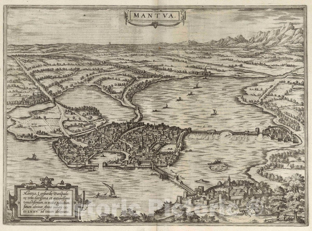 Historic Map : Mantua (Italy), Civitates Orbis Terrarum. VOI II (50) Mantua, 1575 Atlas , Vintage Wall Art