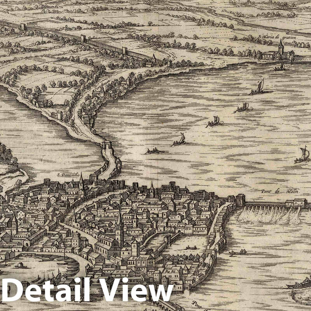 Historic Map : Mantua (Italy), Civitates Orbis Terrarum. VOI II (50) Mantua, 1575 Atlas , Vintage Wall Art