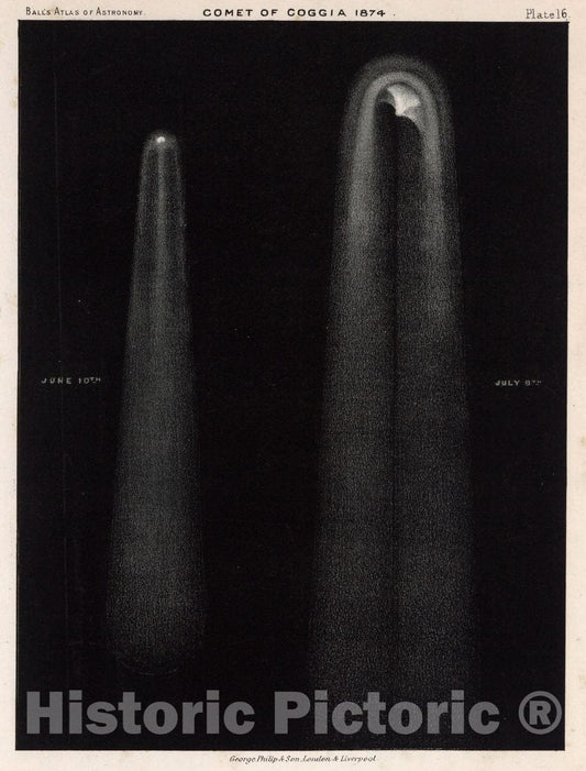 Historic Map : 16. Comet of Coggia 1874, 1892 Celestial Atlas - Vintage Wall Art