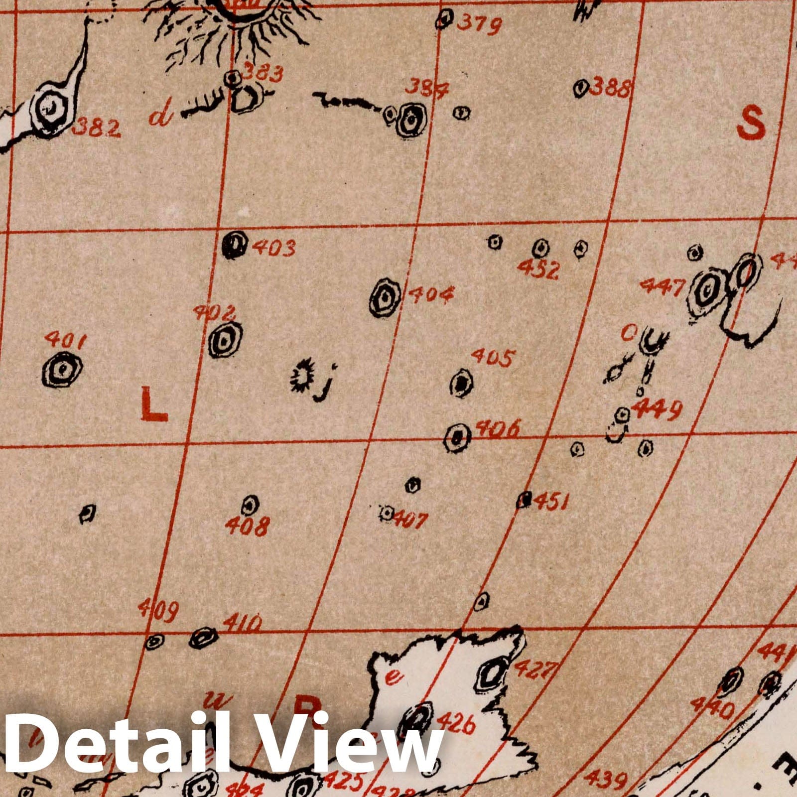 Moon - Second Quadrant Celestial Map, 1892 - Historical Astronomy Print