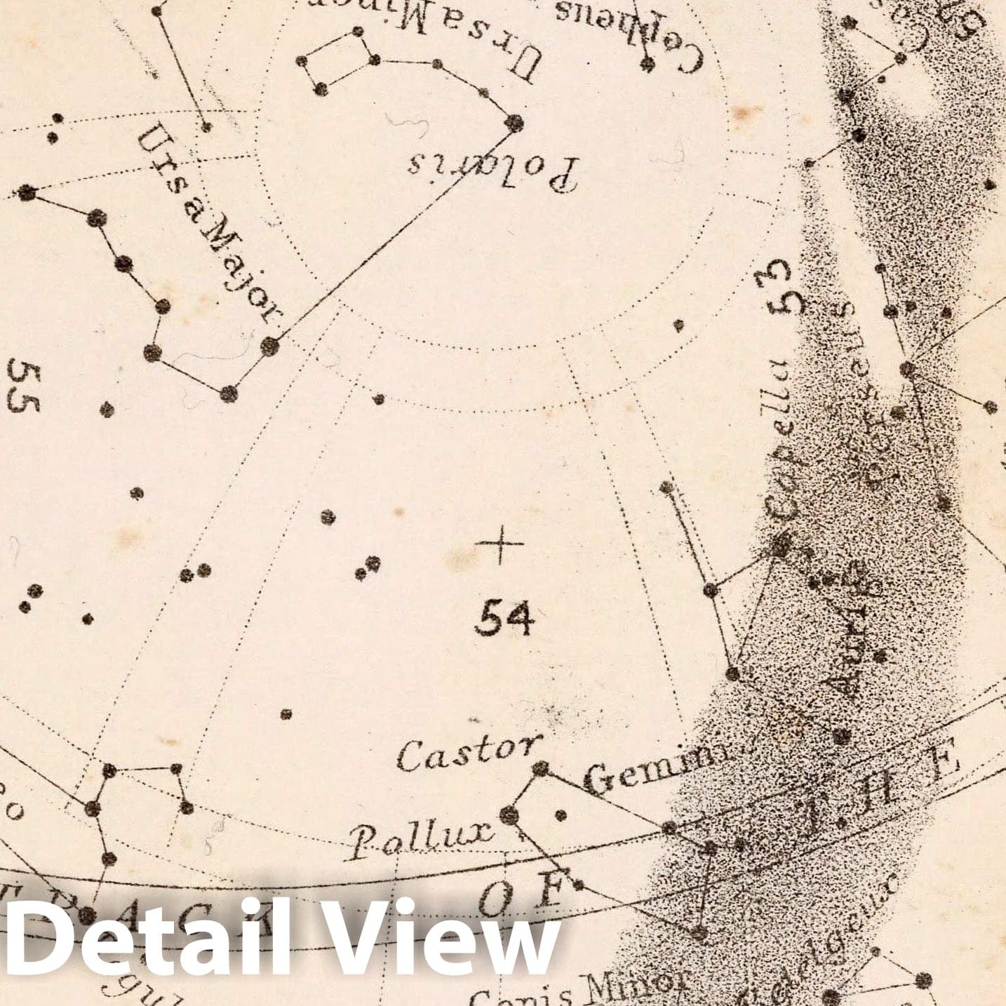 January Midnight Stars - Celestial Map, 1892 - Historical Astronomy Print