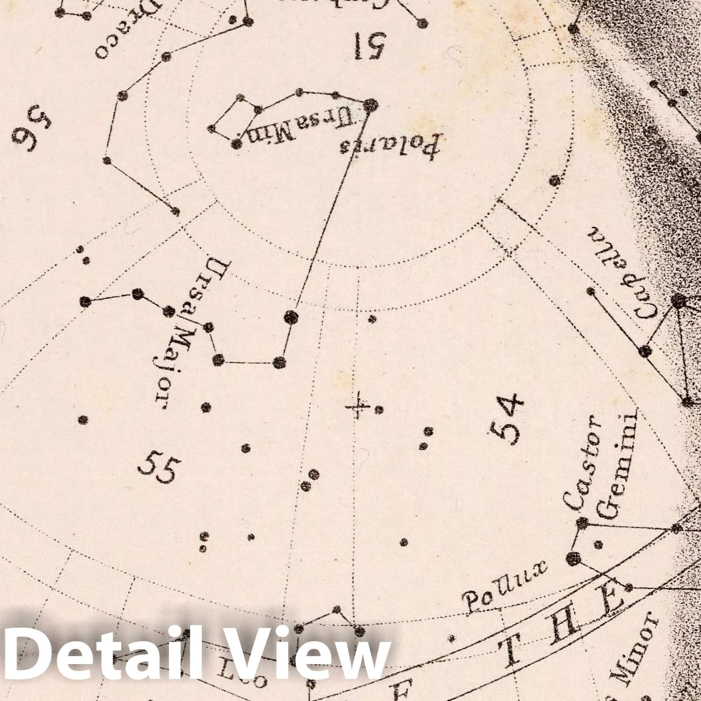 February Midnight - Celestial Map, 1892 - Historical Star Chart Print