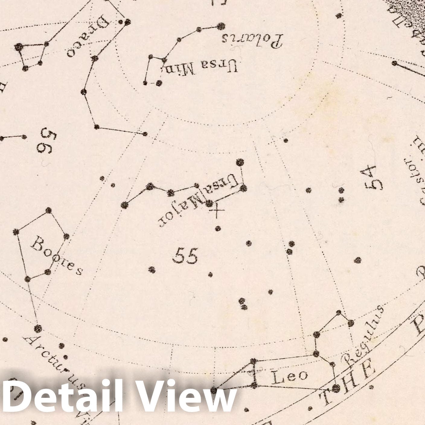 Stars: March Midnight - Celestial Map 1892 - Historical Astronomy Print