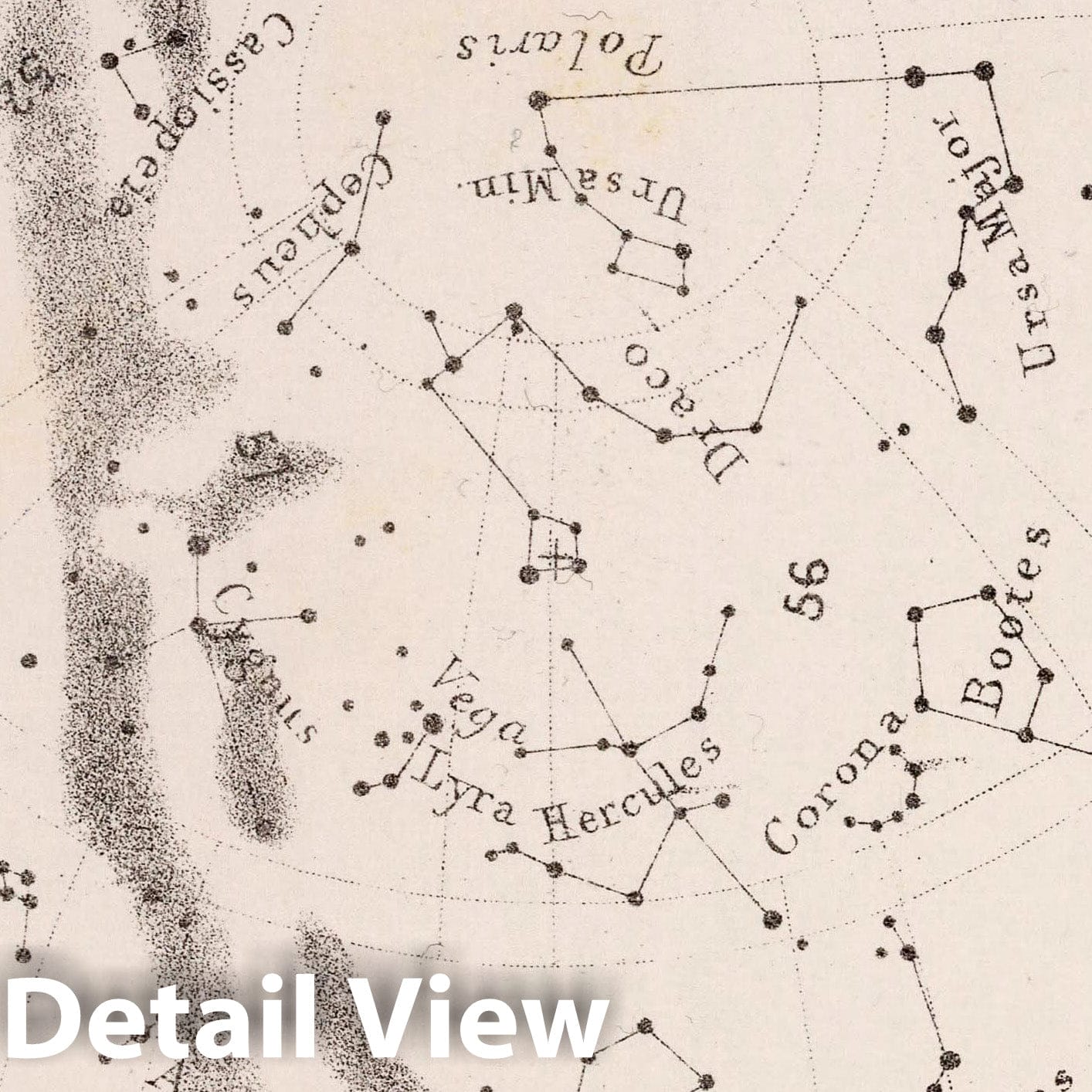June Midnight - Celestial Map, 1892 - Historical Star Chart Print