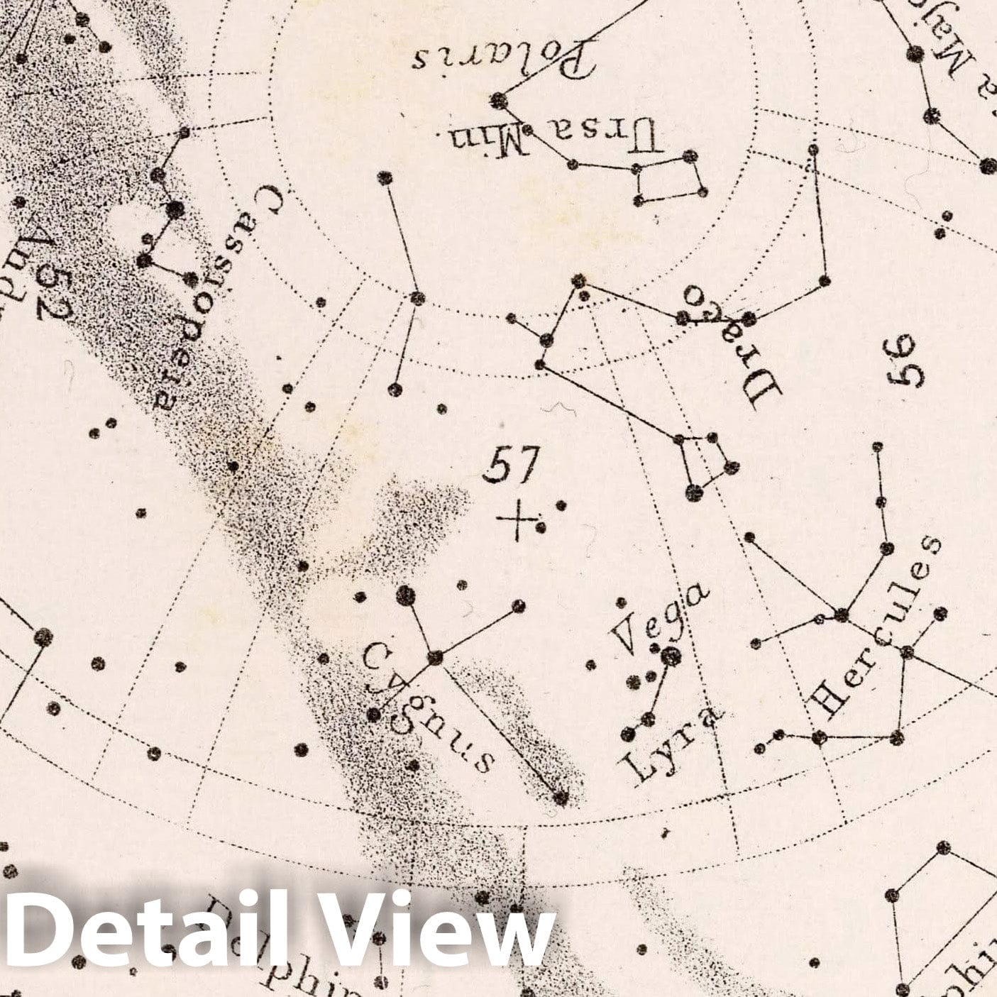 July Midnight - Celestial Map, 1892 - Historical Star Chart Print