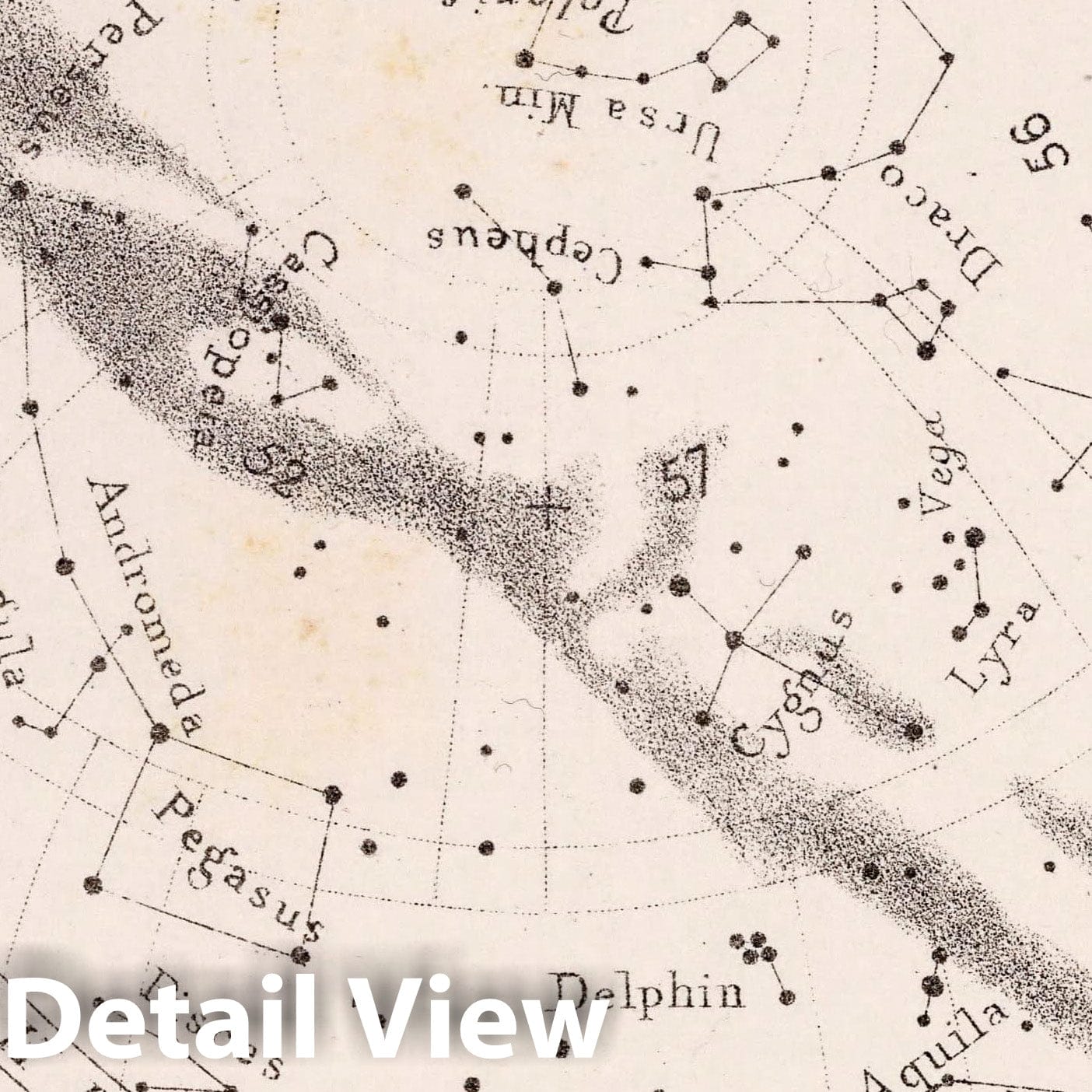 August Midnight - Celestial Map, 1892 - Historical Star Chart Print