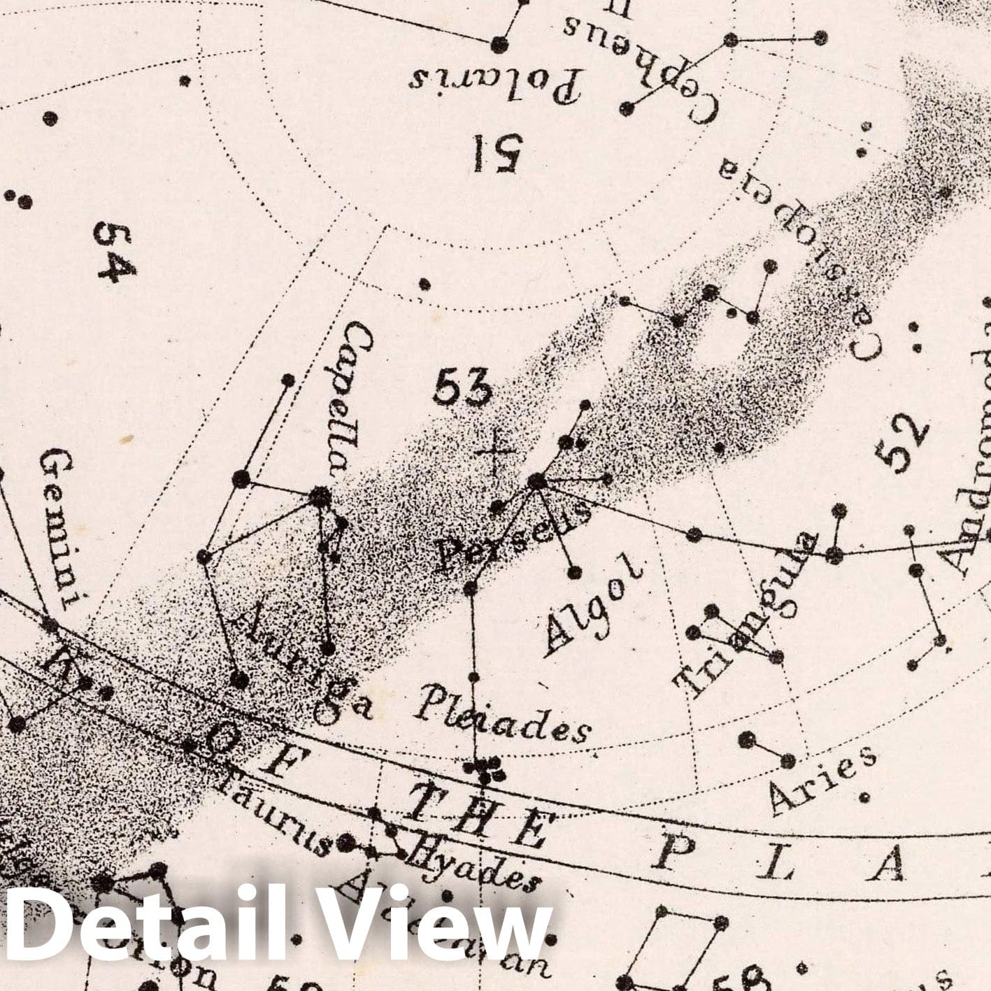 November Midnight - Celestial Map, 1892 - Historical Star Chart Print