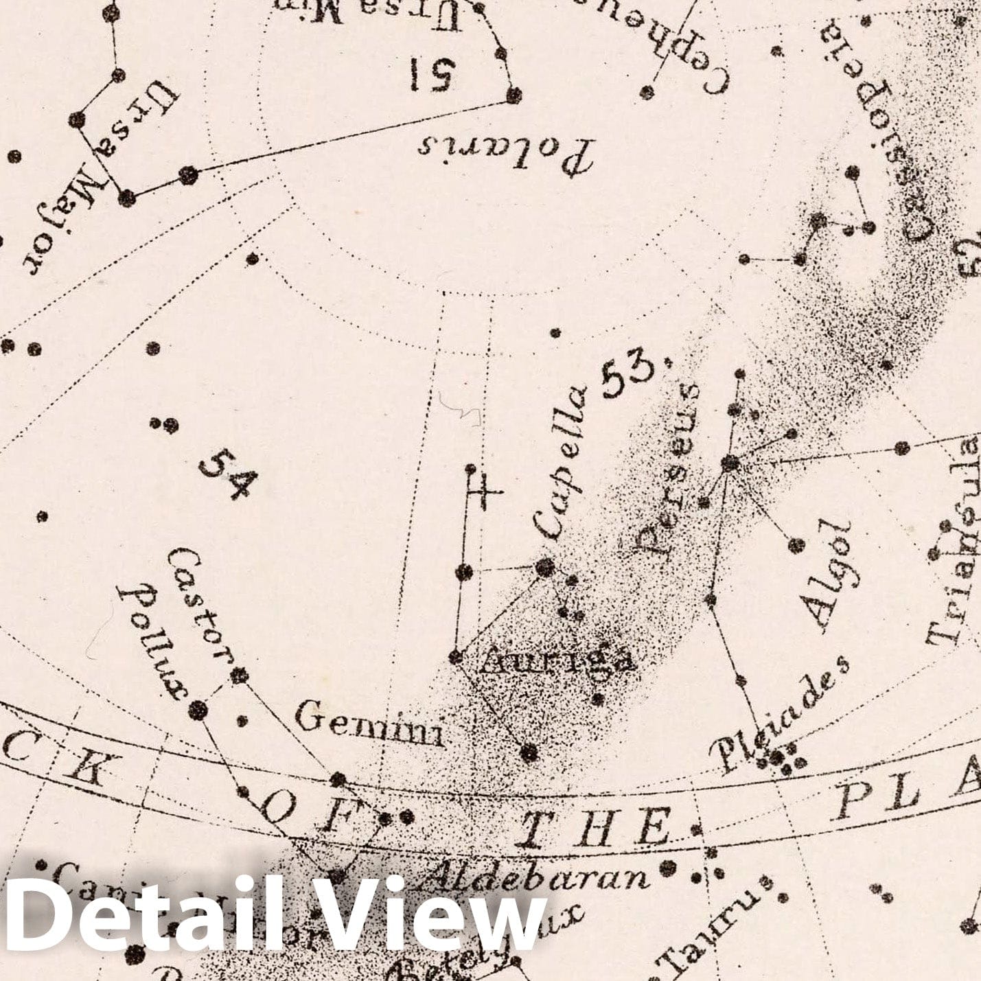 December Midnight - Celestial Map, 1892 - Historical Astronomy Print