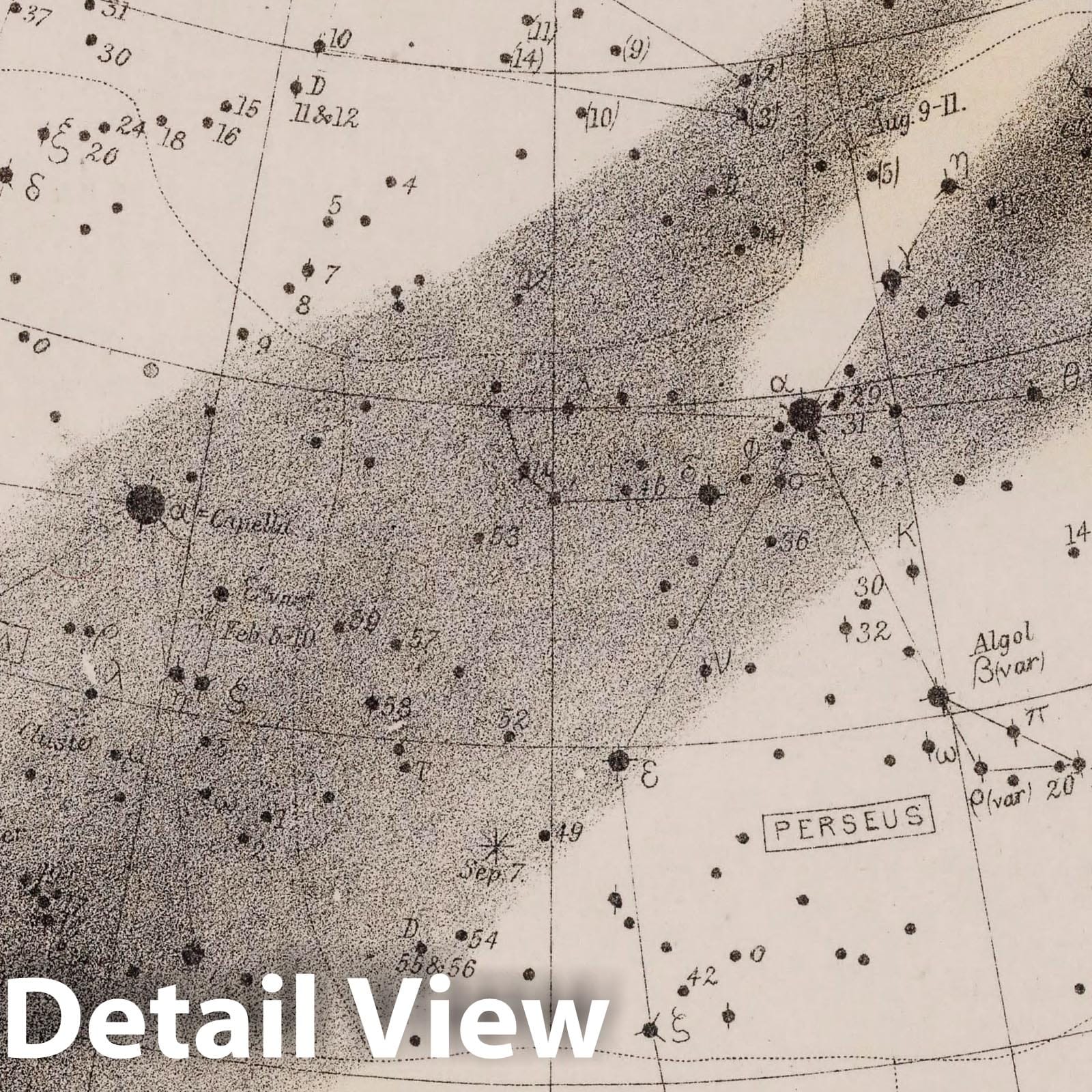 Star Map - Plate No. 53 - Celestial Chart, 1892 - Historical Map Print