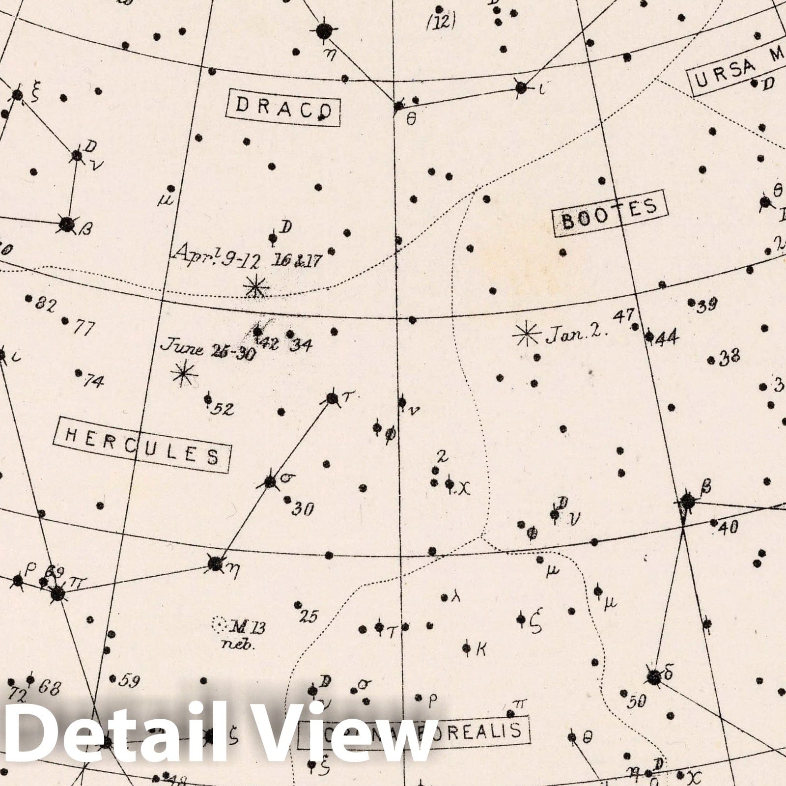 Star Map - Plate No. 56 - Celestial Chart, 1892 - Historical Map Print