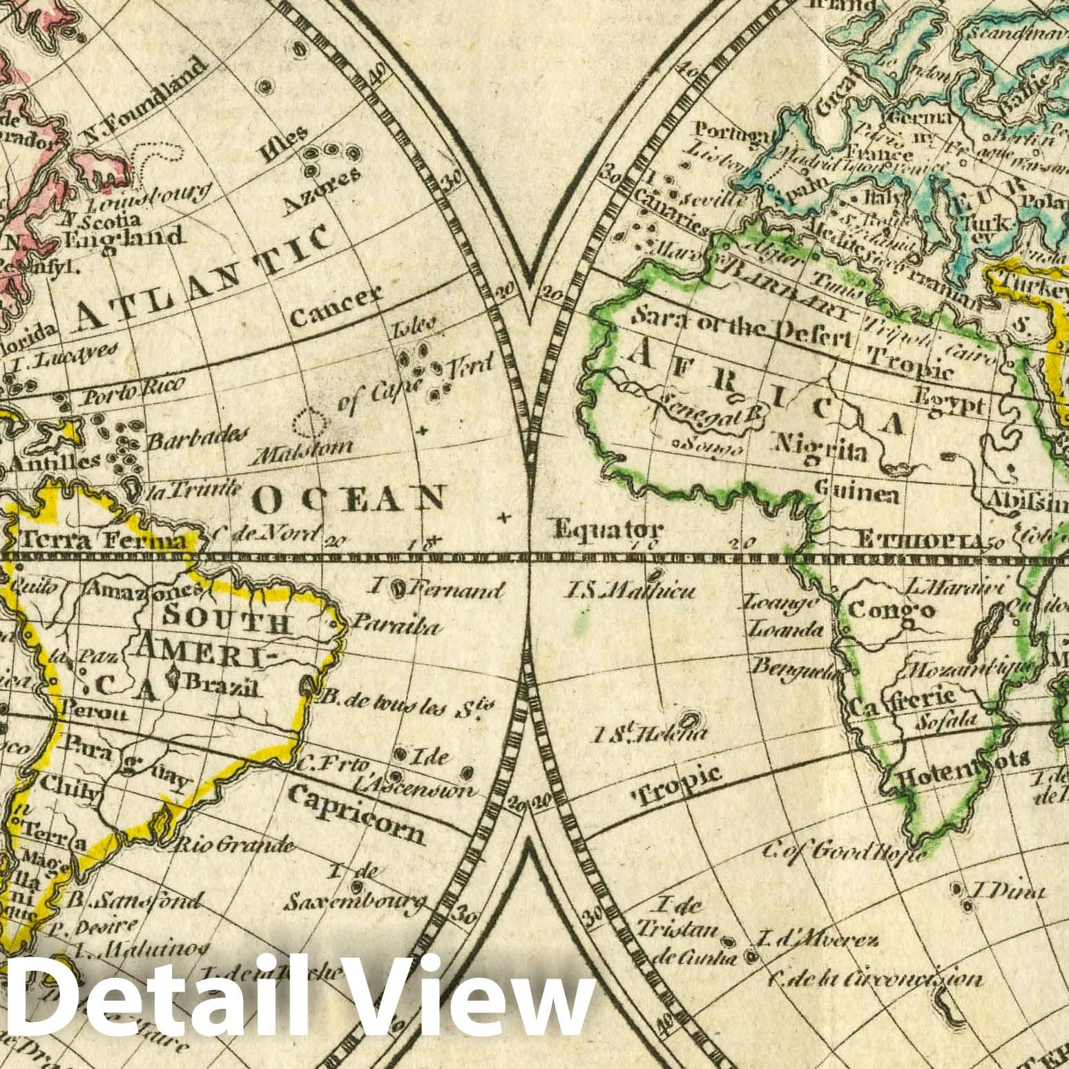 World, 1763 - Historical Map Print by Andrew Dury