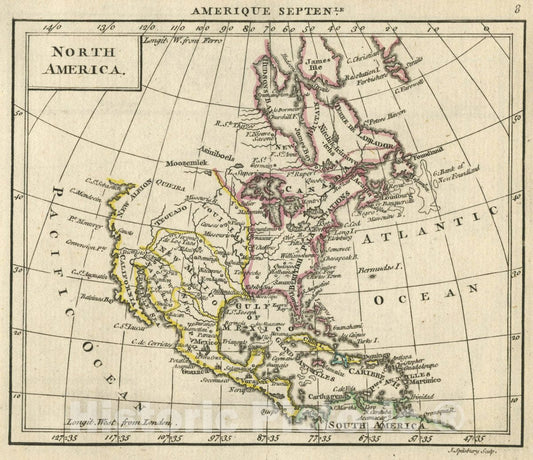Historic Map : A New General and Universal Atlas Containing Forty Five Maps by Andrew Dury. Engraved by Mr. Kitchin & Others. North America, 1763 Atlas - Vintage Wall Art