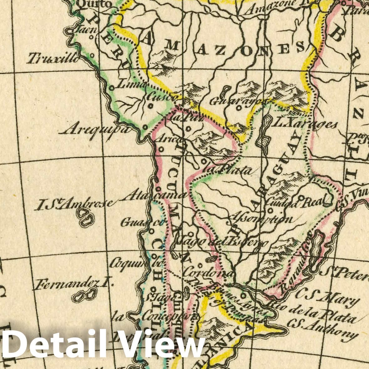 South America, 1763 - Historical Map Print by Andrew Dury