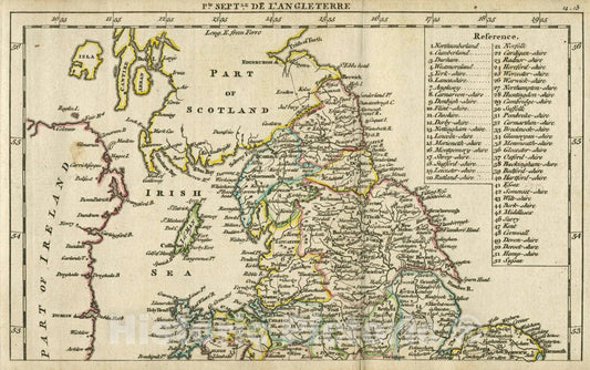 Historic Map : 1763 England and Wales (Northern Part). - Vintage Wall Art