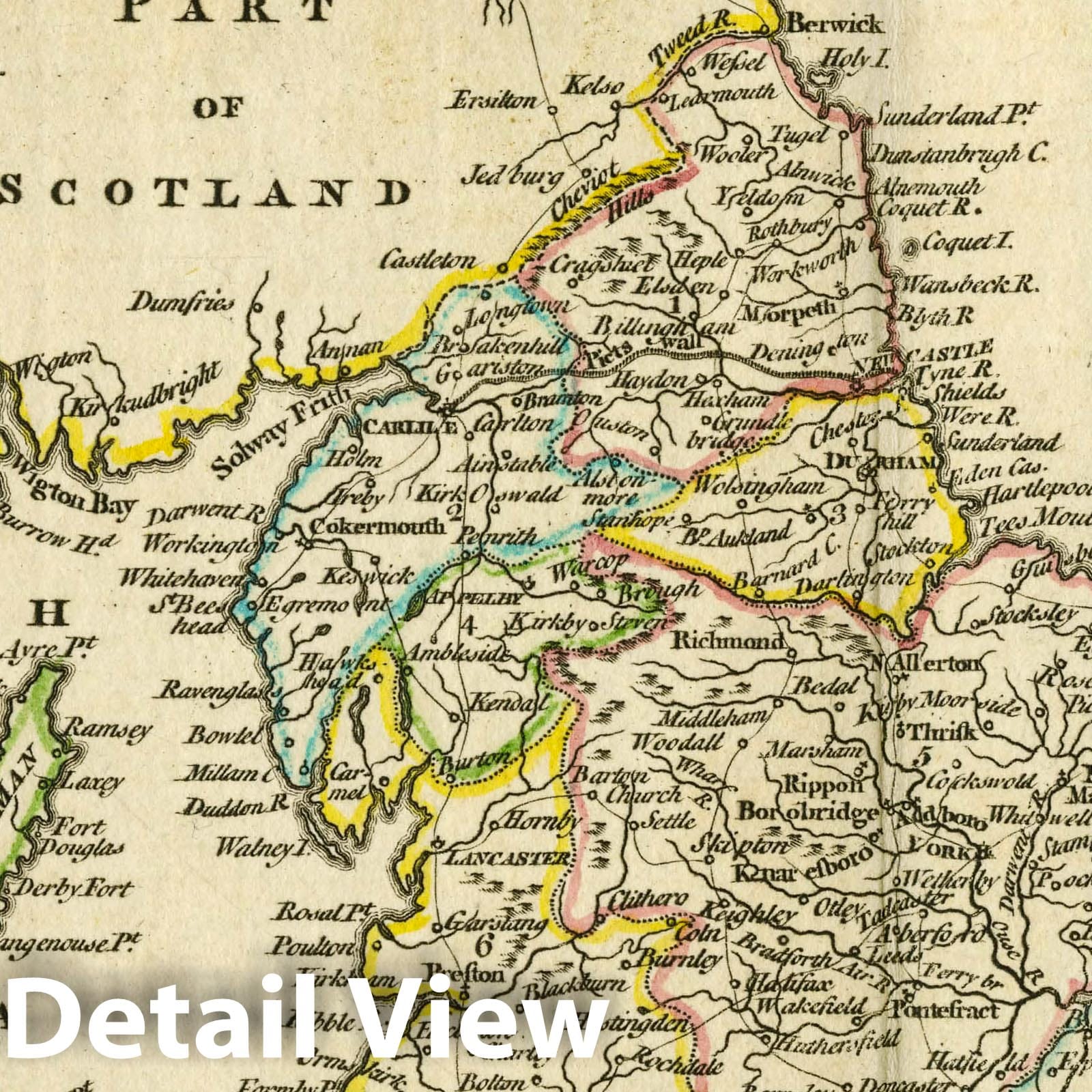 England and Wales, Northern Part, 1763 Historical Map Print