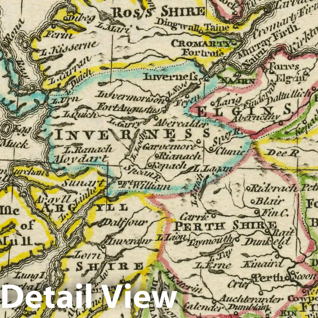 Scotland, 1763 - Historical Map Print from Andrew Dury's Atlas