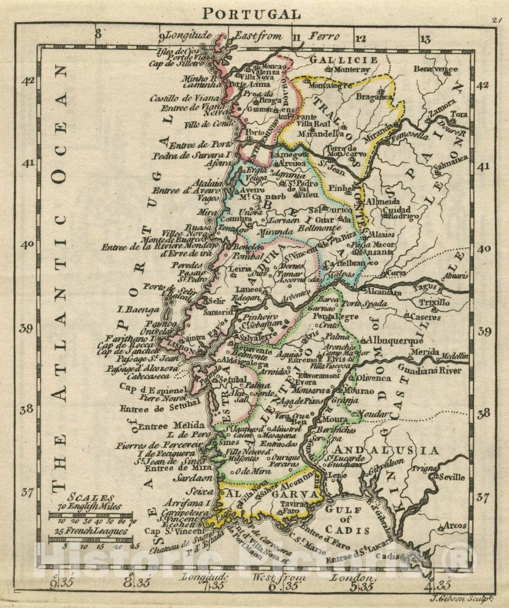 Historic Map : A New General and Universal Atlas Containing Forty Five Maps by Andrew Dury. Engraved by Mr. Kitchin & Others. Portugal, 1763 Atlas - Vintage Wall Art