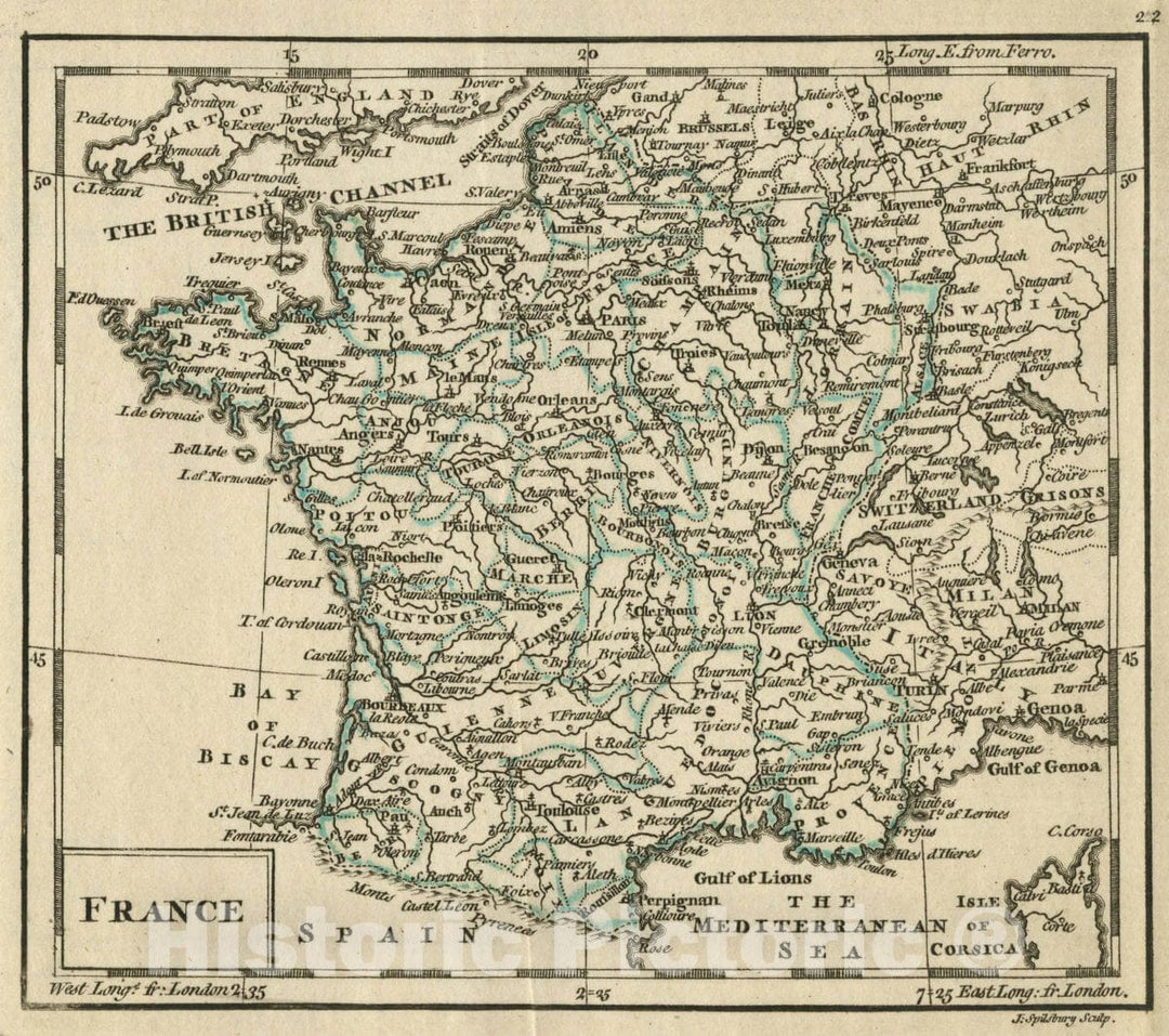 Historic Map : A New General and Universal Atlas Containing Forty Five Maps by Andrew Dury. Engraved by Mr. Kitchin & Others. France, 1763 Atlas - Vintage Wall Art