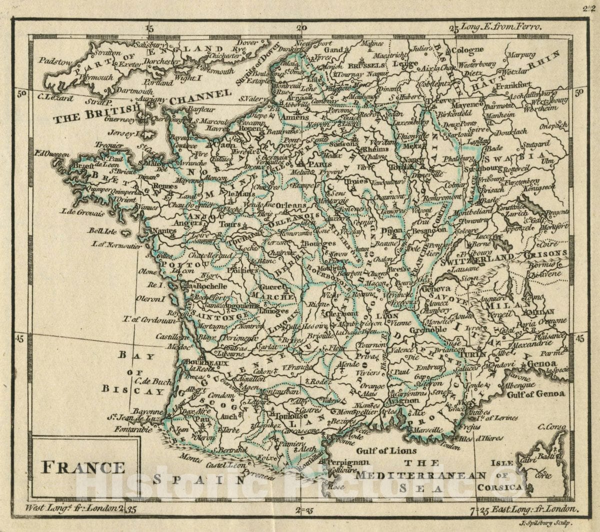 Historic Map : A New General and Universal Atlas Containing Forty Five Maps by Andrew Dury. Engraved by Mr. Kitchin & Others. France, 1763 Atlas - Vintage Wall Art