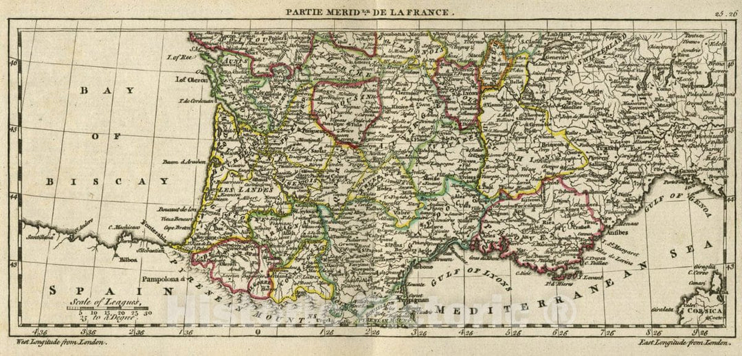 Historic Map : 1763 France (Southern Part). - Vintage Wall Art