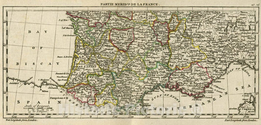 Historic Map : 1763 France (Southern Part). - Vintage Wall Art