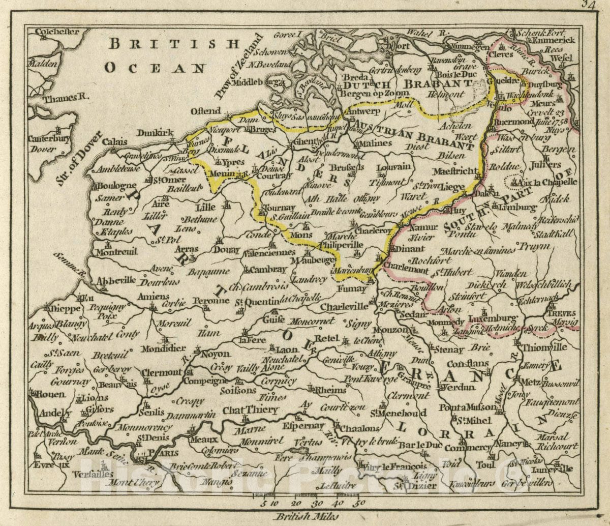 Historic Wall Map : (The Empire of Germany (Southwest Corner).), 1763 Atlas - Vintage Wall Art