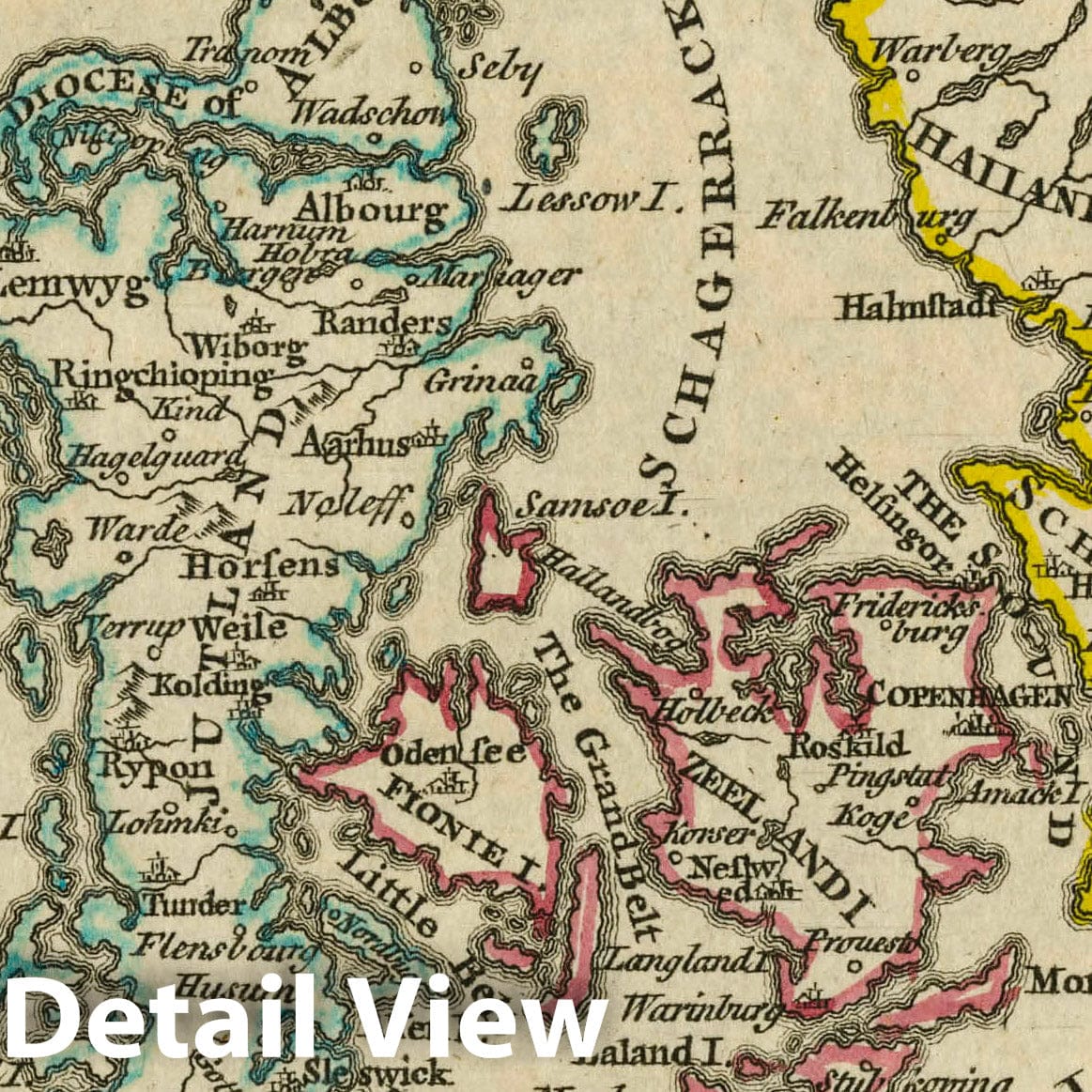 Denmark, 1763 - Historical Map Print from Dury's Atlas