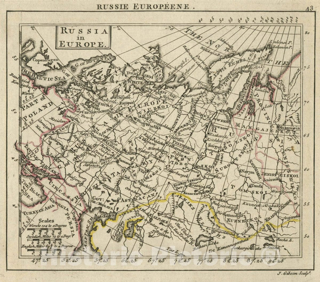 Historic Map : A New General and Universal Atlas Containing Forty Five Maps by Andrew Dury. Engraved by Mr. Kitchin & Others. Russia in Europe, 1763 Atlas - Vintage Wall Art