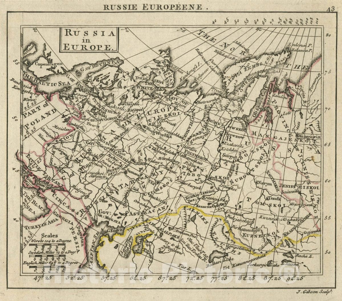 Historic Map : A New General and Universal Atlas Containing Forty Five Maps by Andrew Dury. Engraved by Mr. Kitchin & Others. Russia in Europe, 1763 Atlas - Vintage Wall Art