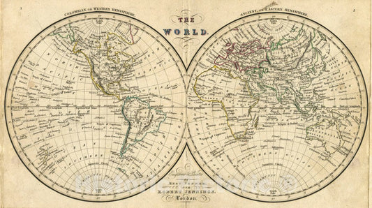 Historic Map : 1830 Historical The World. - Vintage Wall Art