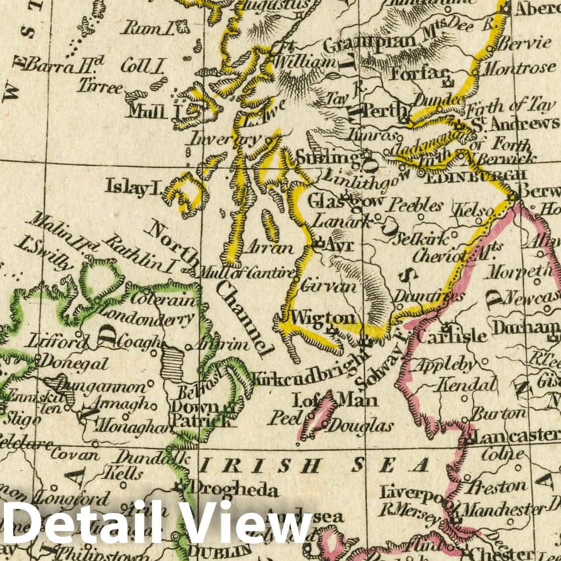 British Isles, 1830 - Historical Map Print from Fenner's Pocket Atlas