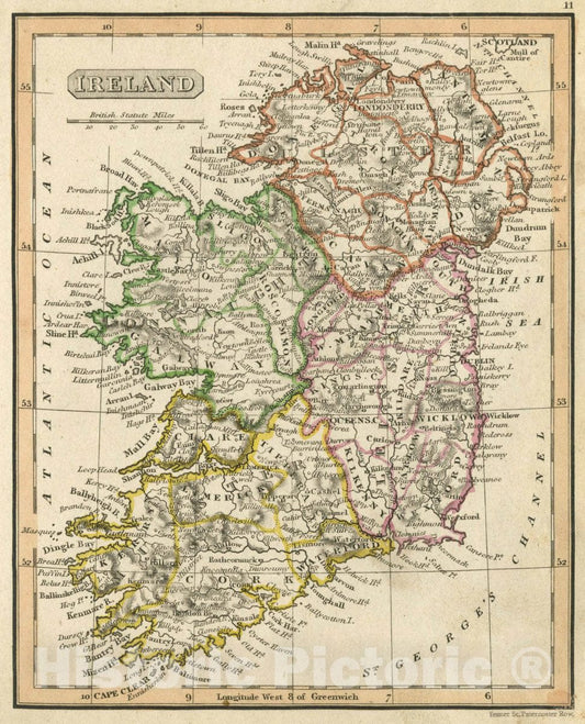 Historic Map : Ireland, 1830 Atlas - Vintage Wall Art