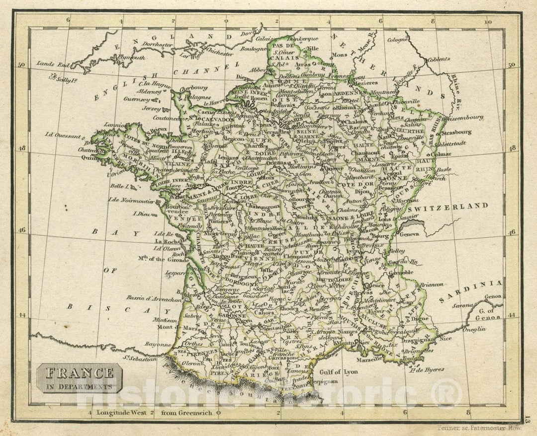 Historic Map : France in Departments, 1830 Atlas - Vintage Wall Art