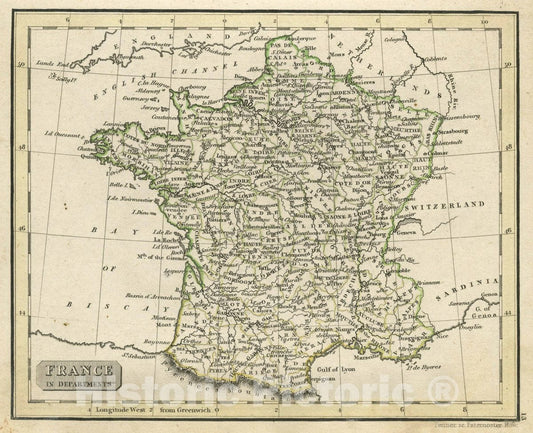 Historic Map : France in Departments, 1830 Atlas - Vintage Wall Art