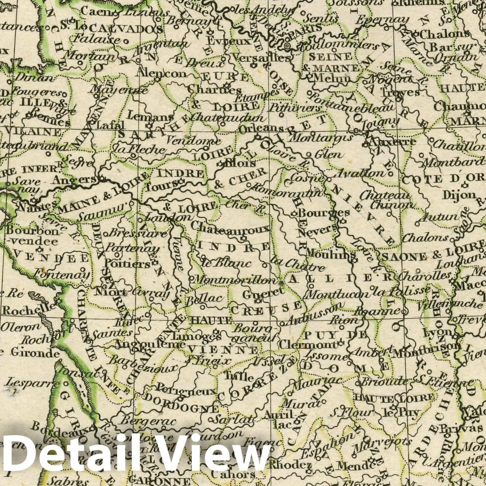 Historic Map : France in Departments, 1830 Atlas - Vintage Wall Art