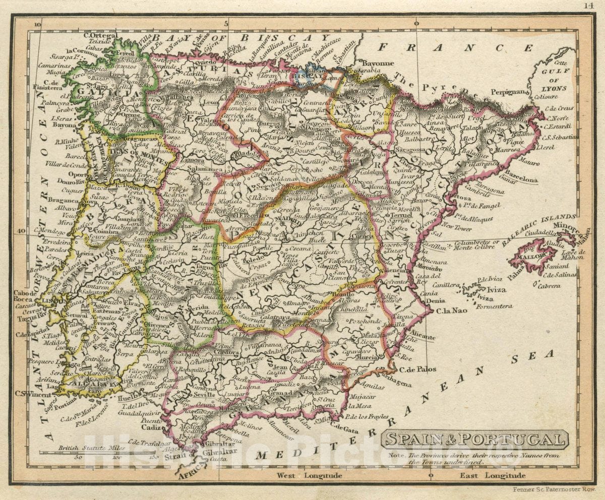 Historic Map : Spain and Portugal, 1830 Atlas - Vintage Wall Art