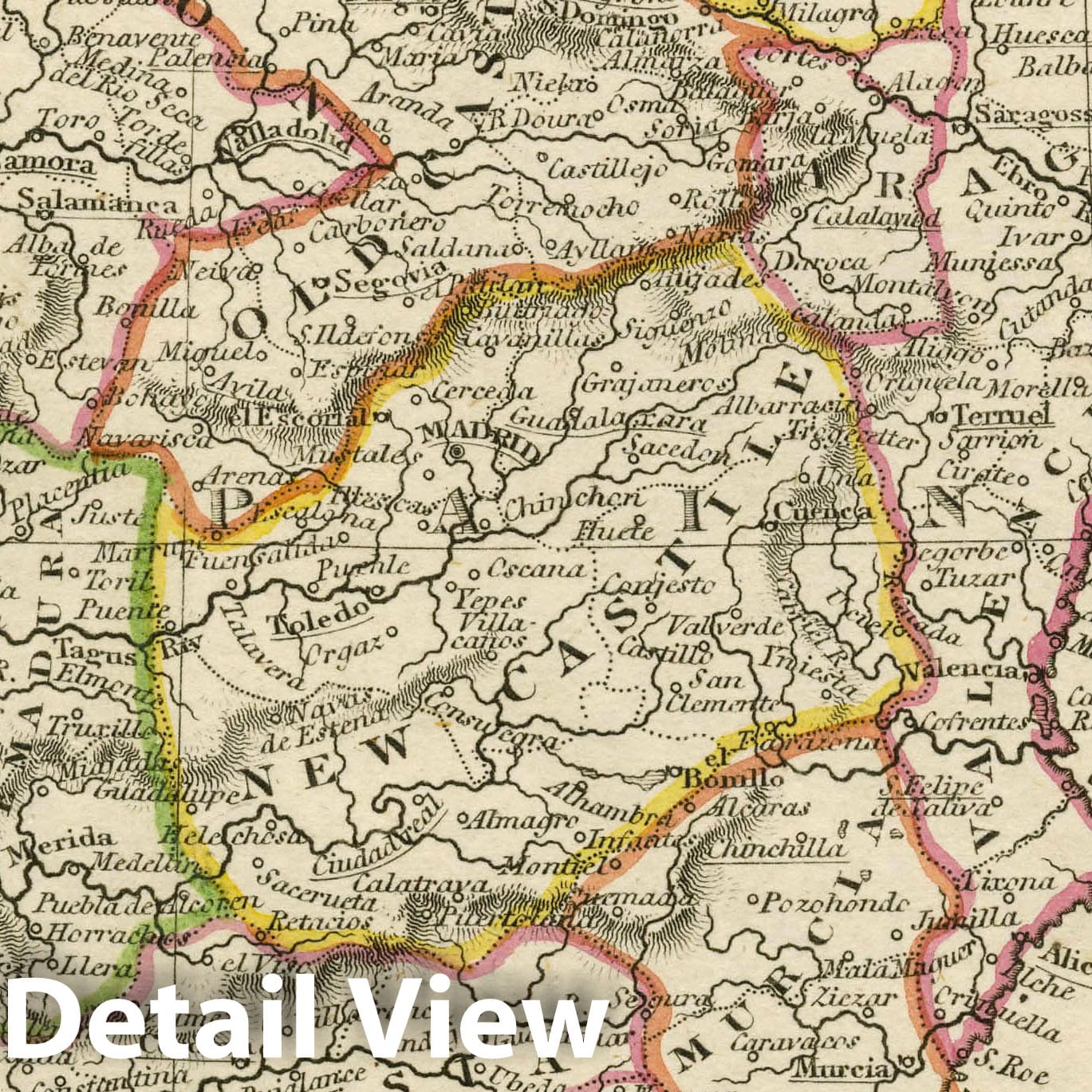 Spain and Portugal, 1830 - Historical Map Print from Fenner's Pocket Atlas